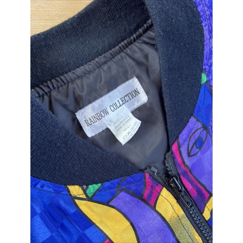 Rainbow‎ Collection Vintage 80s Bomber Jacket Colorful Abstract Print Size Large - Picture 2 of 12
